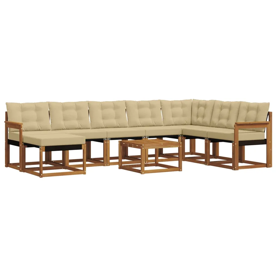 Ensemble de canapés d'extérieur 9 pcs Naturel et Beige - 2