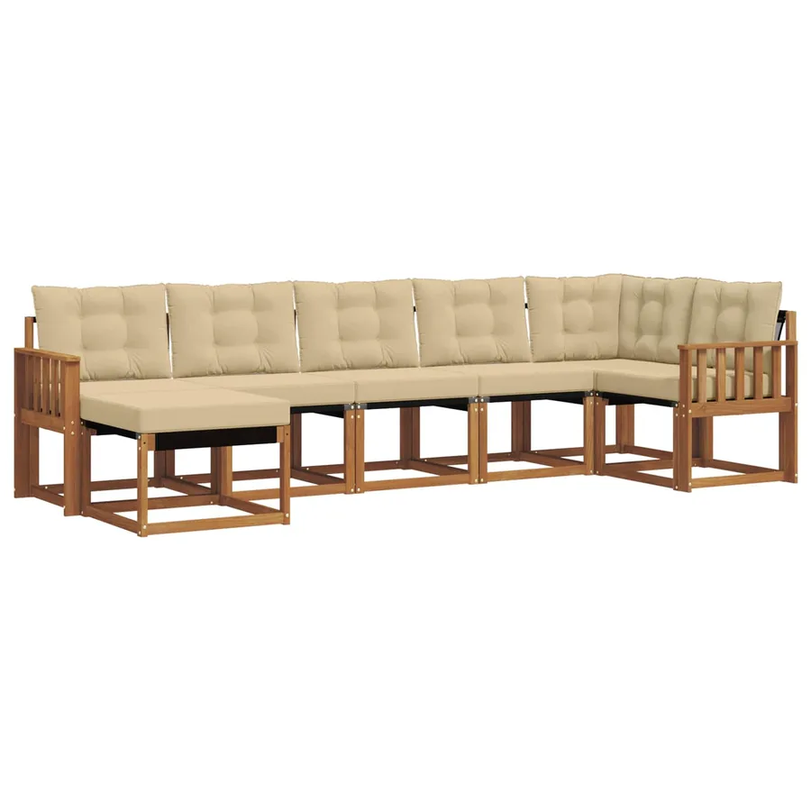 Ensemble de canapés d'extérieur 7 pcs Naturel et Beige - 2
