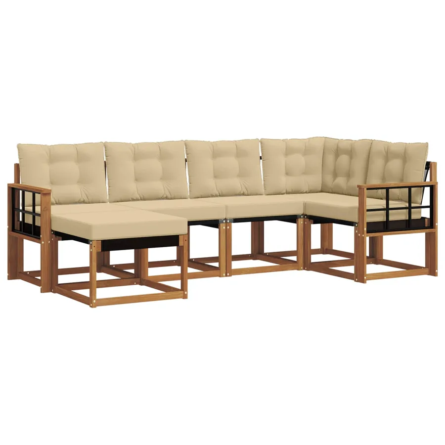 Ensemble de canapés d'extérieur 6 pcs Naturel et Beige - 2