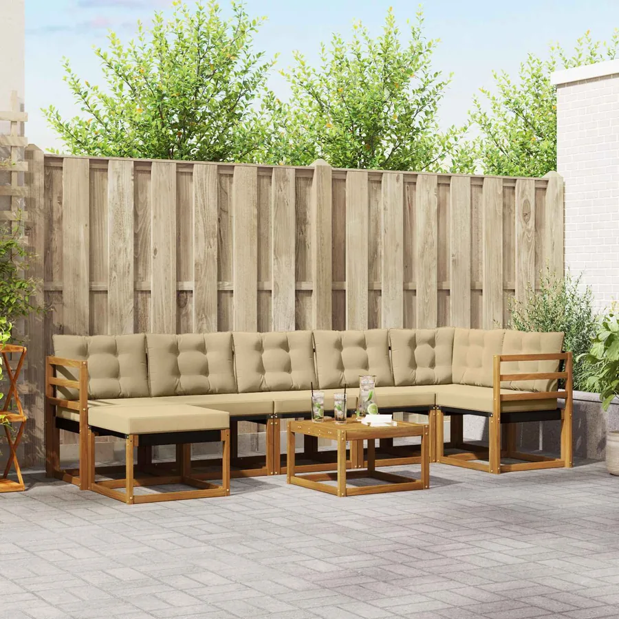 Ensemble de canapés d'extérieur 8 pcs Naturel et Beige
