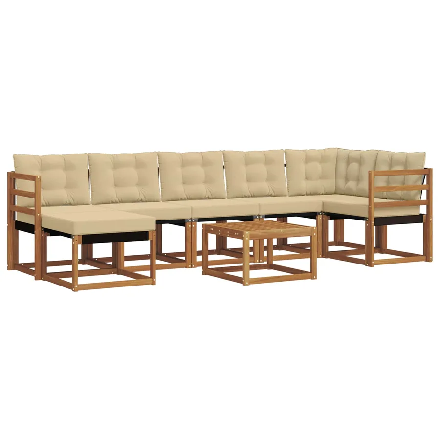 Ensemble de canapés d'extérieur 8 pcs Naturel et Beige - 2