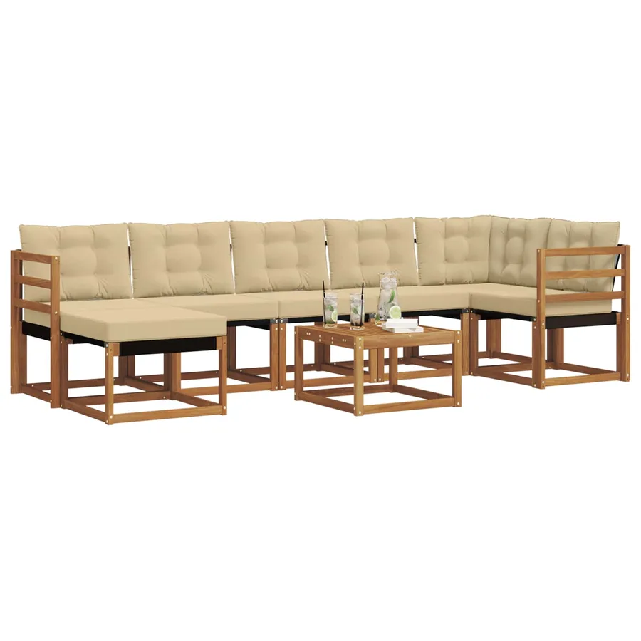 Ensemble de canapés d'extérieur 8 pcs Naturel et Beige - 3
