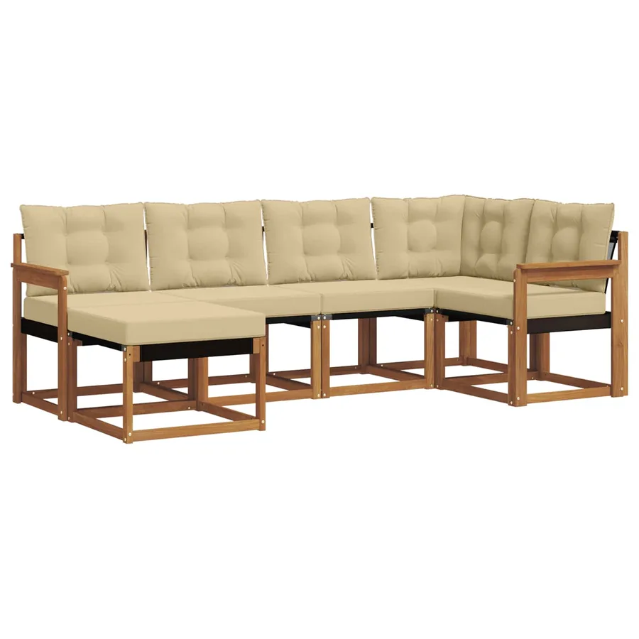 Ensemble de canapés d'extérieur 6 pcs Naturel et Beige - 2