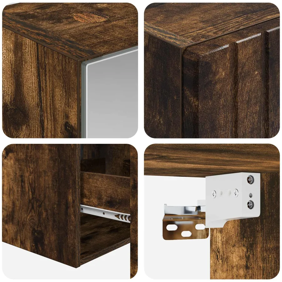Ensemble d'armoire de salle de bain 5 pcs Chêne fumé - 10