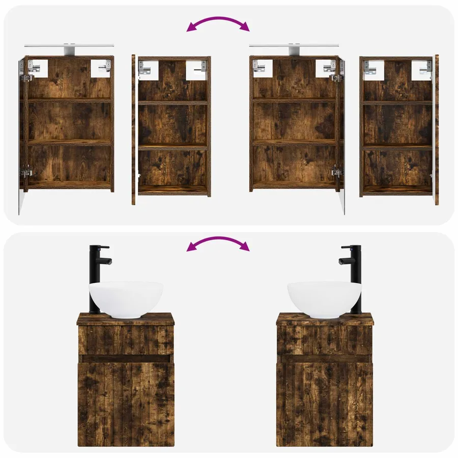 Ensemble d'armoire de salle de bain 5 pcs Chêne fumé - 14