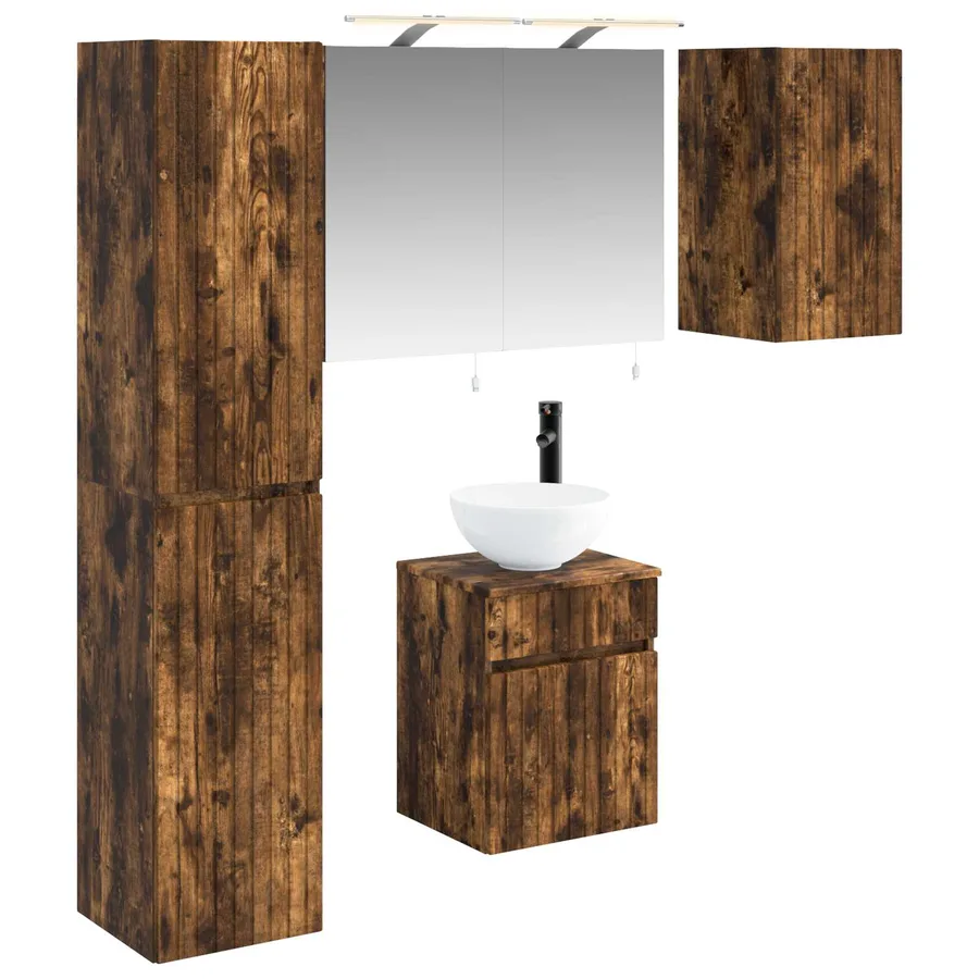 Ensemble d'armoire de salle de bain 5 pcs Chêne fumé - 2