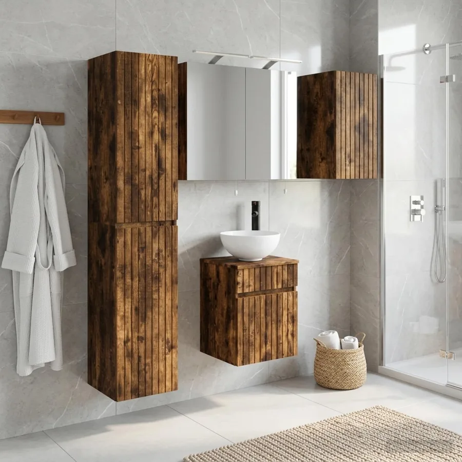 Ensemble d'armoire de salle de bain 5 pcs Chêne fumé - 4