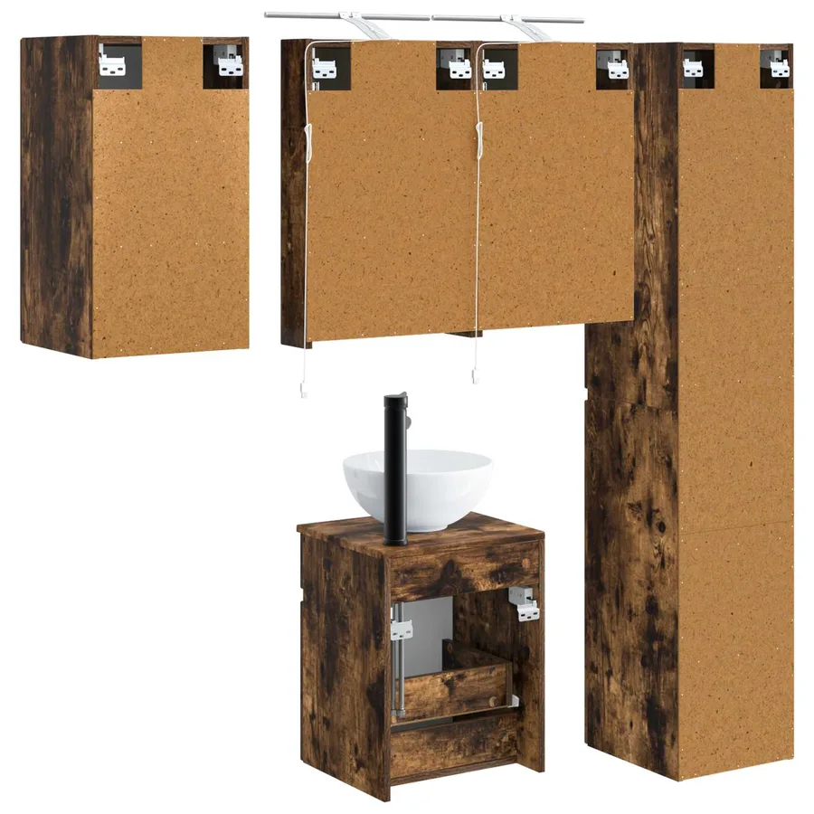 Ensemble d'armoire de salle de bain 5 pcs Chêne fumé - 9