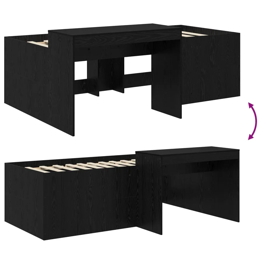 Lit haut pour enfants avec bureau Noir 98,5 x 200 cm - 8