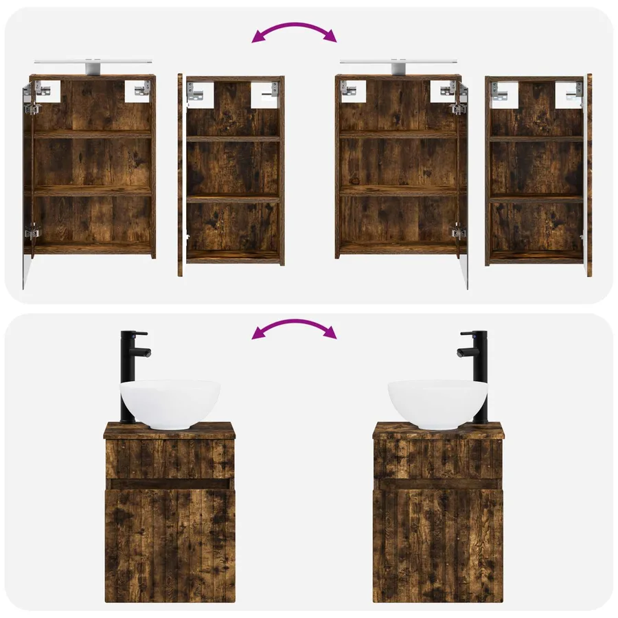 Ensemble d'armoire de salle de bain 5 pcs Chêne fumé - 13