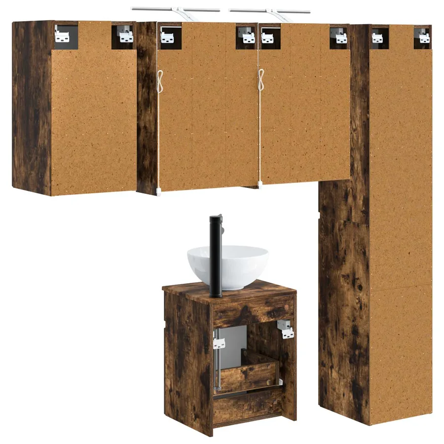 Ensemble d'armoire de salle de bain 5 pcs Chêne fumé - 9