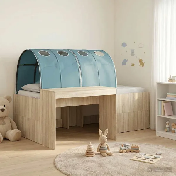 Lit avec Tunnel 3 pc Chêne Sonoma et bleu clair