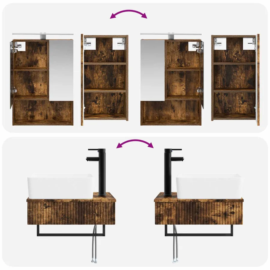 Ensemble de mobilier de salle de bain 5 pcs Chêne fumé - 14