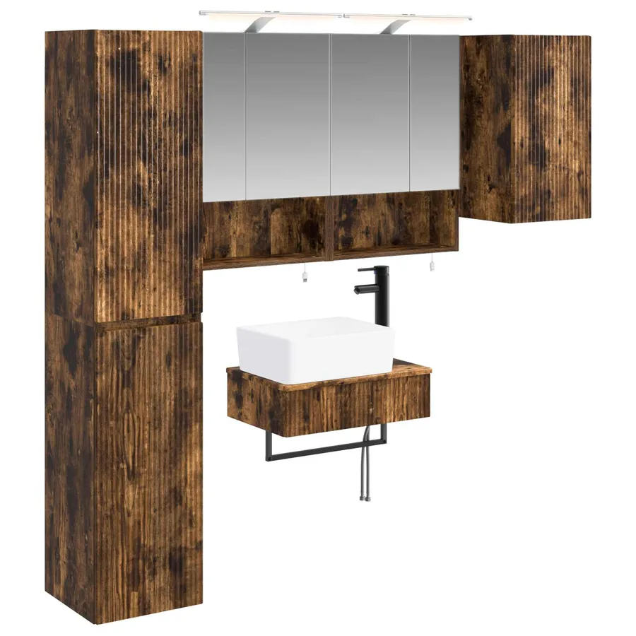Ensemble de mobilier de salle de bain 5 pcs Chêne fumé - 2