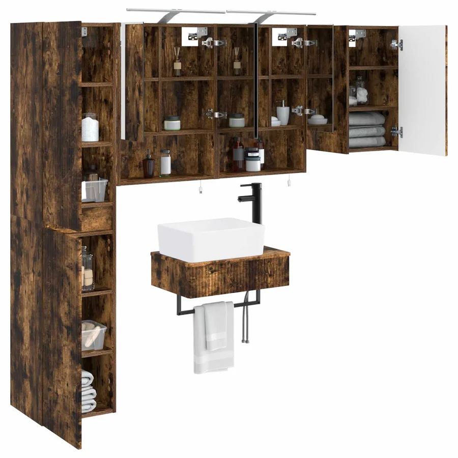 Ensemble de mobilier de salle de bain 5 pcs Chêne fumé - 3