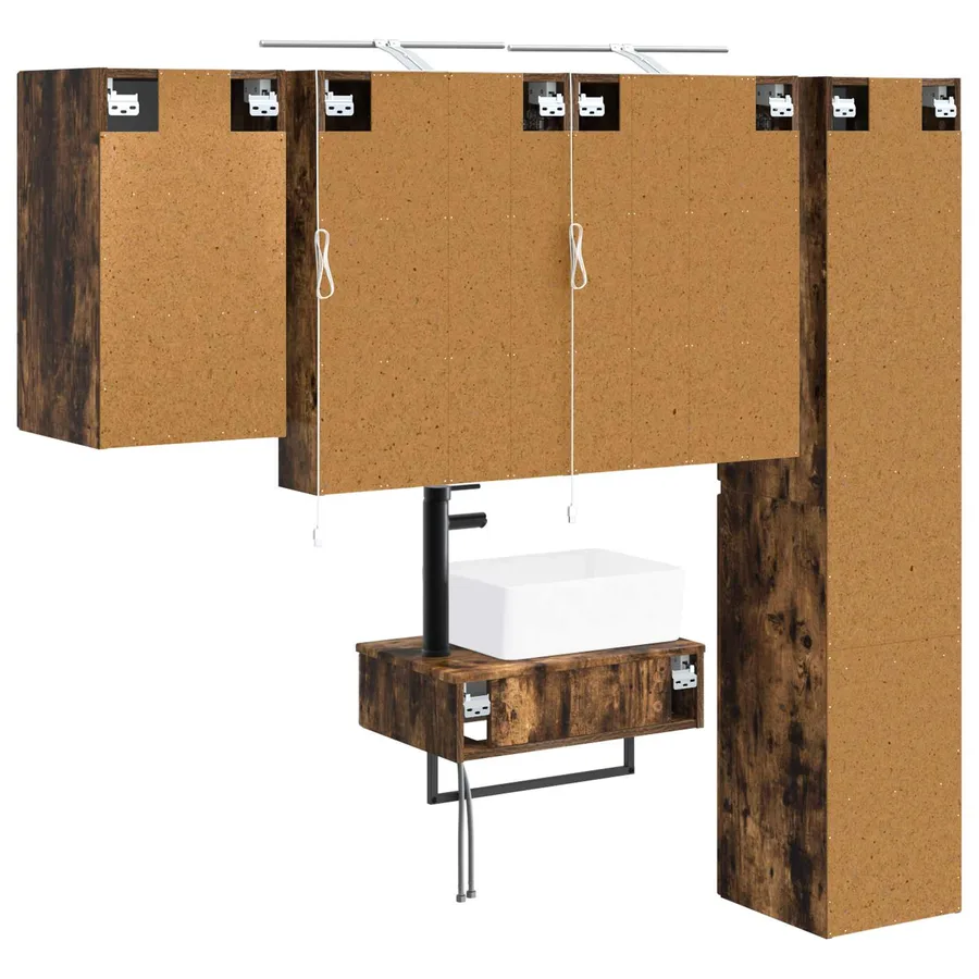 Ensemble de mobilier de salle de bain 5 pcs Chêne fumé - 9
