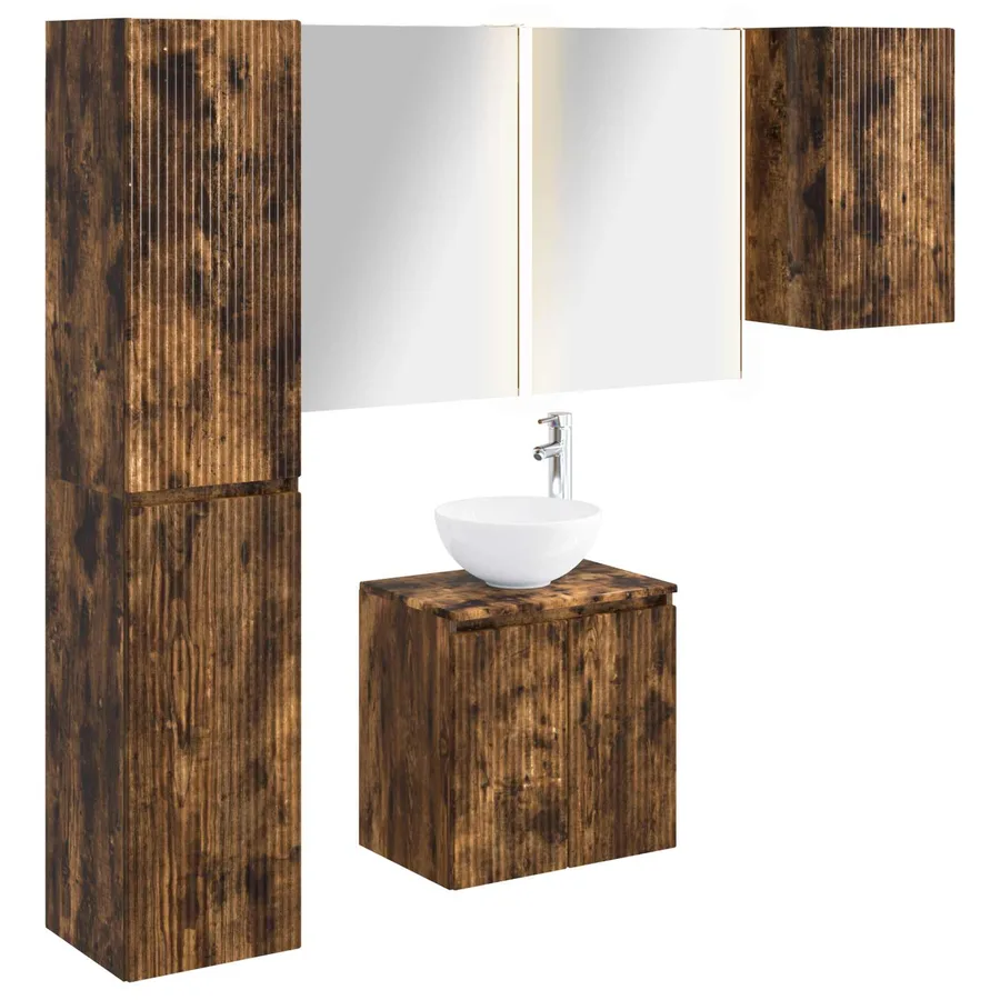 Ensemble d'armoire de salle de bain 5 pcs Chêne fumé - 2