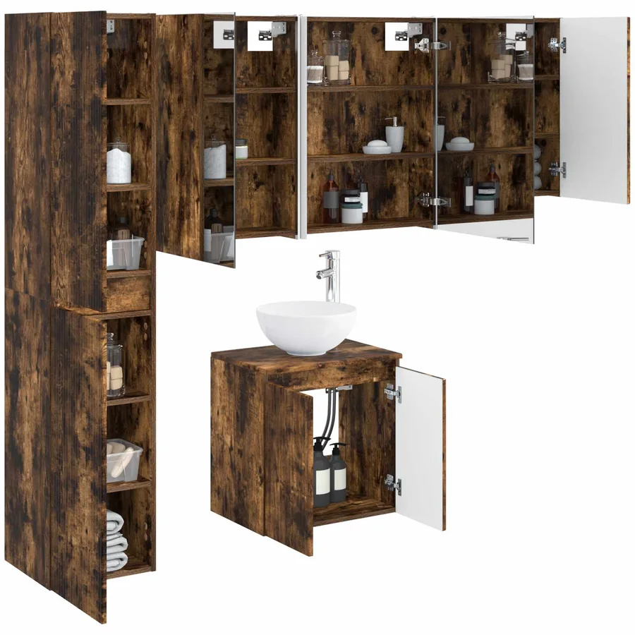Ensemble d'armoire de salle de bain 5 pcs Chêne fumé - 3