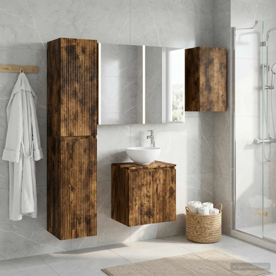 Ensemble d'armoire de salle de bain 5 pcs Chêne fumé - 4