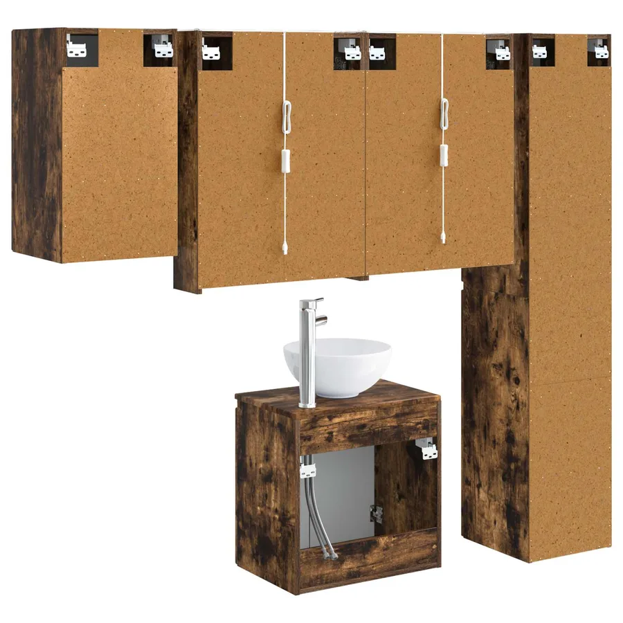 Ensemble d'armoire de salle de bain 5 pcs Chêne fumé - 9