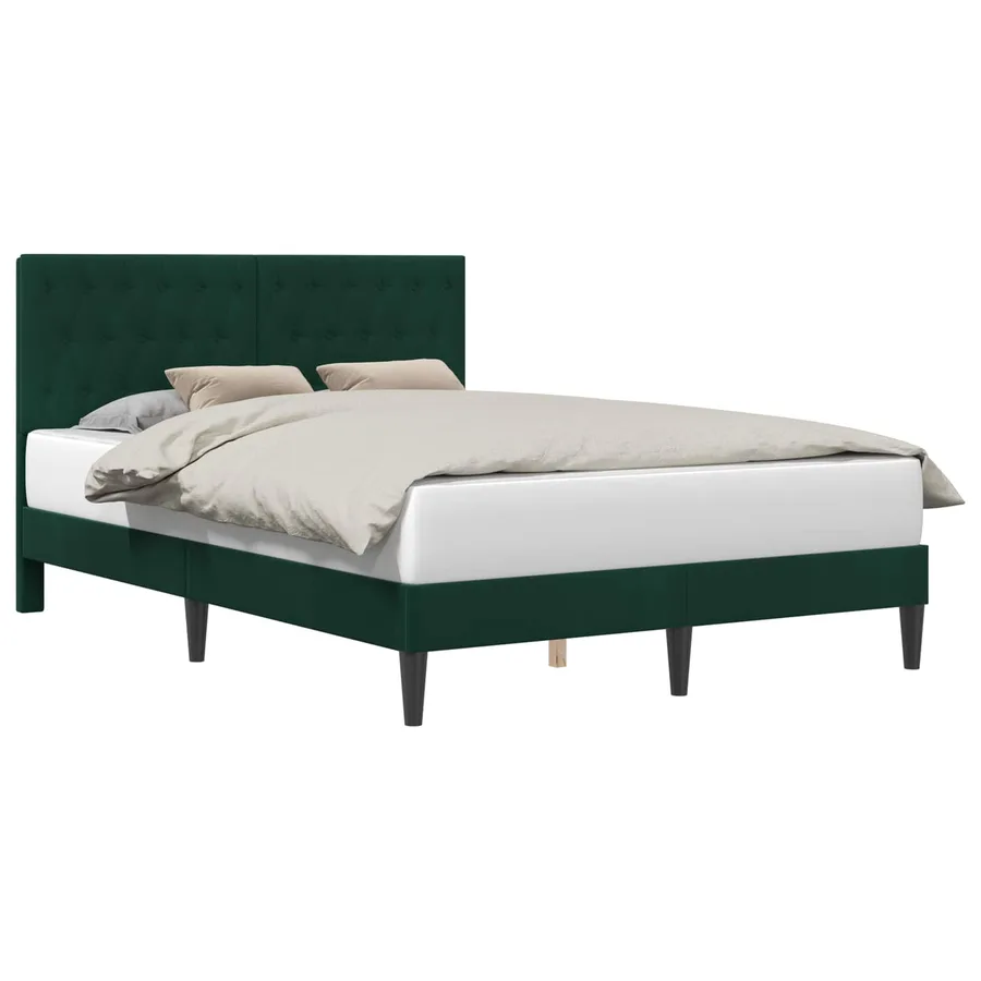 Cadre de lit avec tête de lit Vert foncé 120 x 200 cm Velours - 2