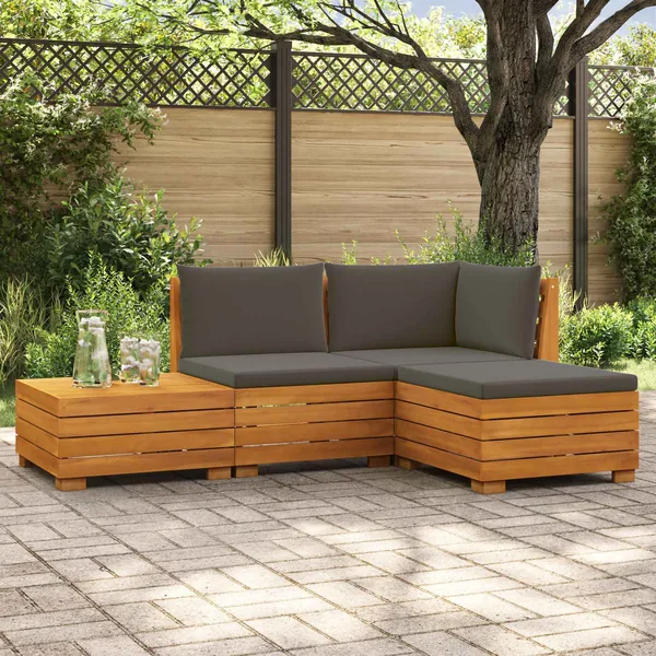 Ensemble de canapés d'extérieur avec coussin 4 Pièce Marron