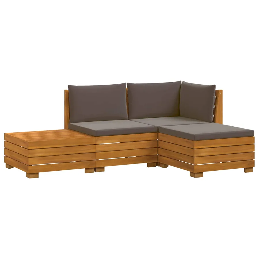 Ensemble de canapés d'extérieur avec coussin 4 Pièce Marron - 2