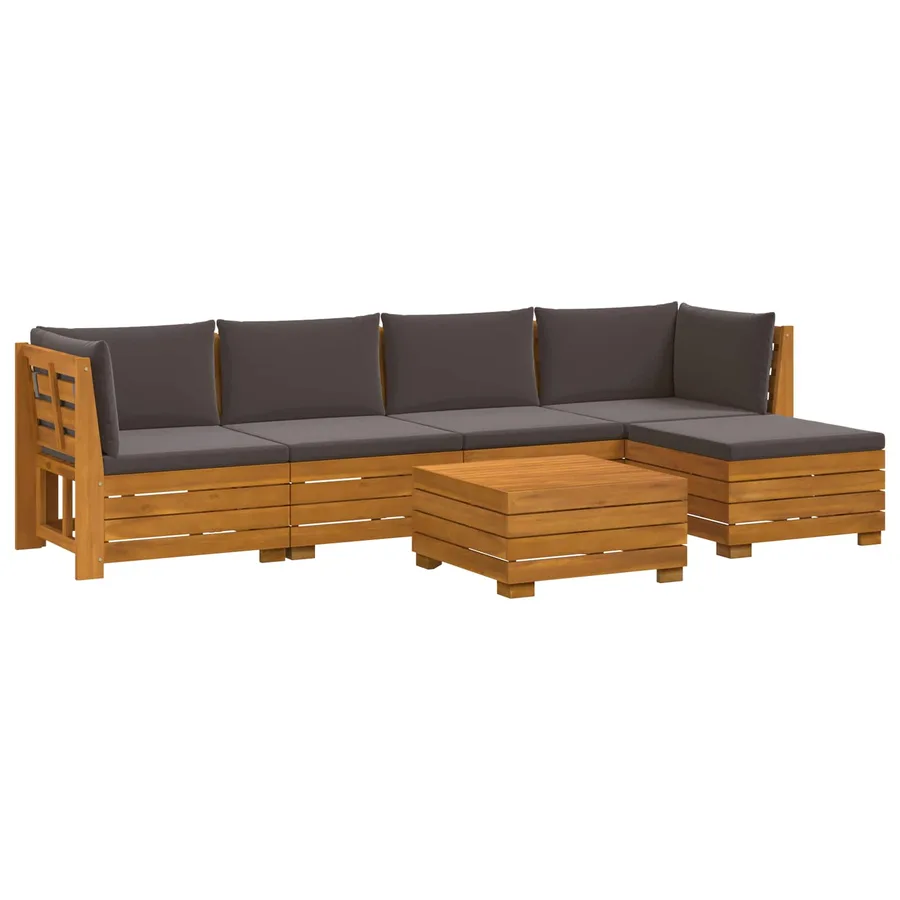 Ensemble de canapés d'extérieur avec coussin 6 Pièce Marron - 2