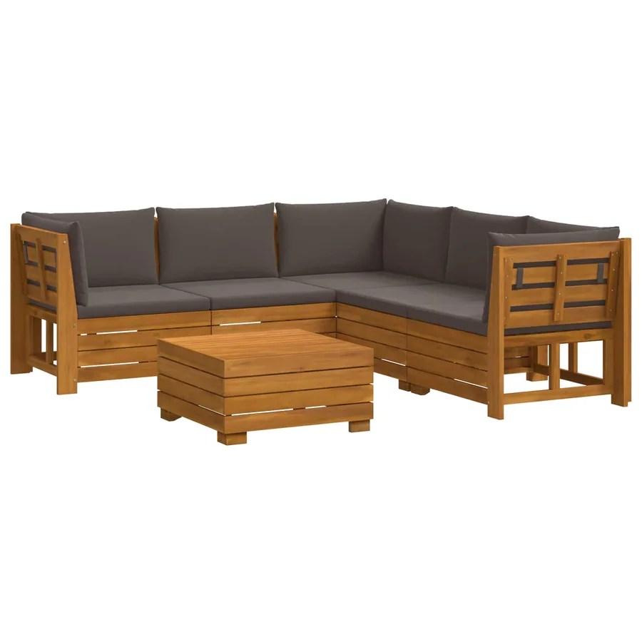 Ensemble de canapés d'extérieur avec coussin 6 Pièce Marron - 2
