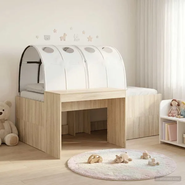 Cadre de lit avec tunnel 3 pc Chêne Sonoma et blanc