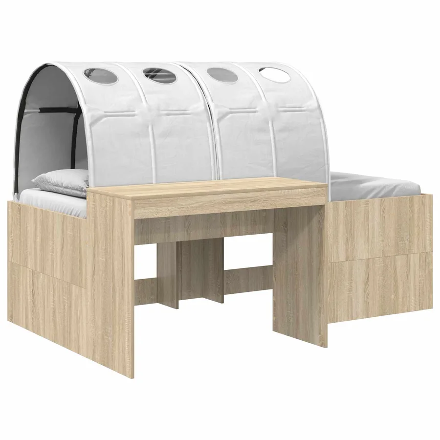 Cadre de lit avec tunnel 3 pc Chêne Sonoma et blanc - 2