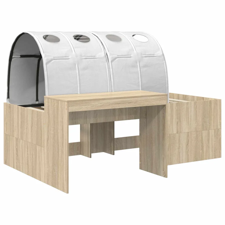 Cadre de lit avec tunnel 3 pc Chêne Sonoma et blanc - 3