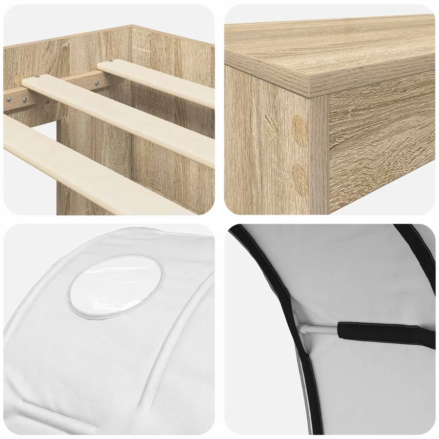 Cadre de lit avec tunnel 3 pc Chêne Sonoma et blanc - 9