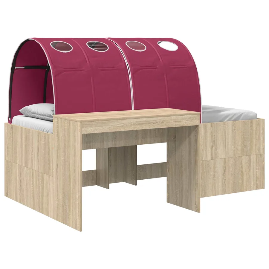 Cadre de lit avec tunnel 3 pc Chêne Sonoma et rouge - 2