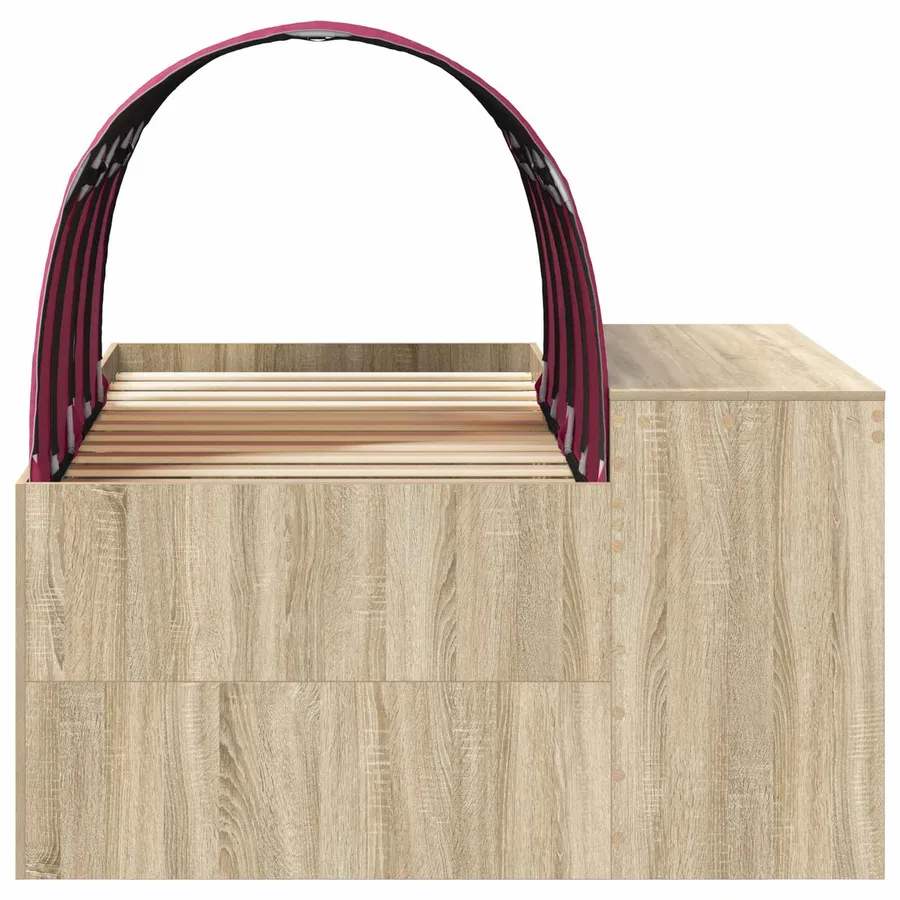 Cadre de lit avec tunnel 3 pc Chêne Sonoma et rouge - 7