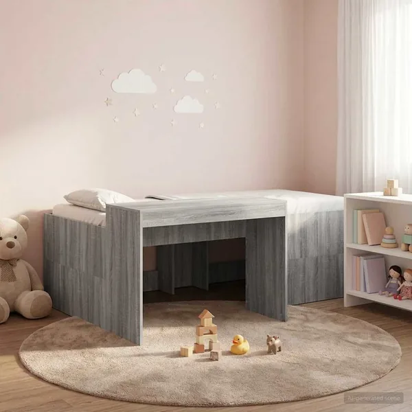 Lit haut pour enfants avec bureau Sonoma gris 80 x 200 cm