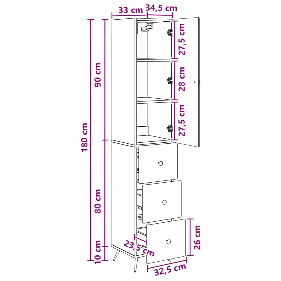 Ensemble de Meubles 2 pcs Blanc brillant 34,5 x 34,5 x 90 cm - 10