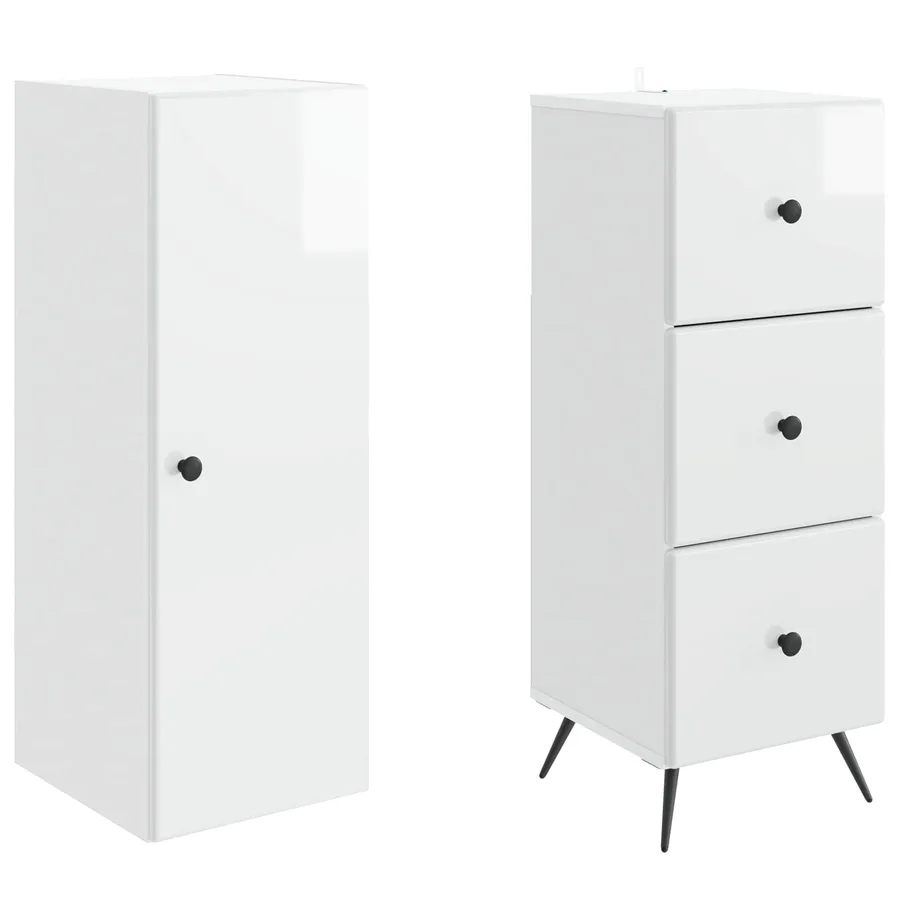 Ensemble de Meubles 2 pcs Blanc brillant 34,5 x 34,5 x 90 cm - 4