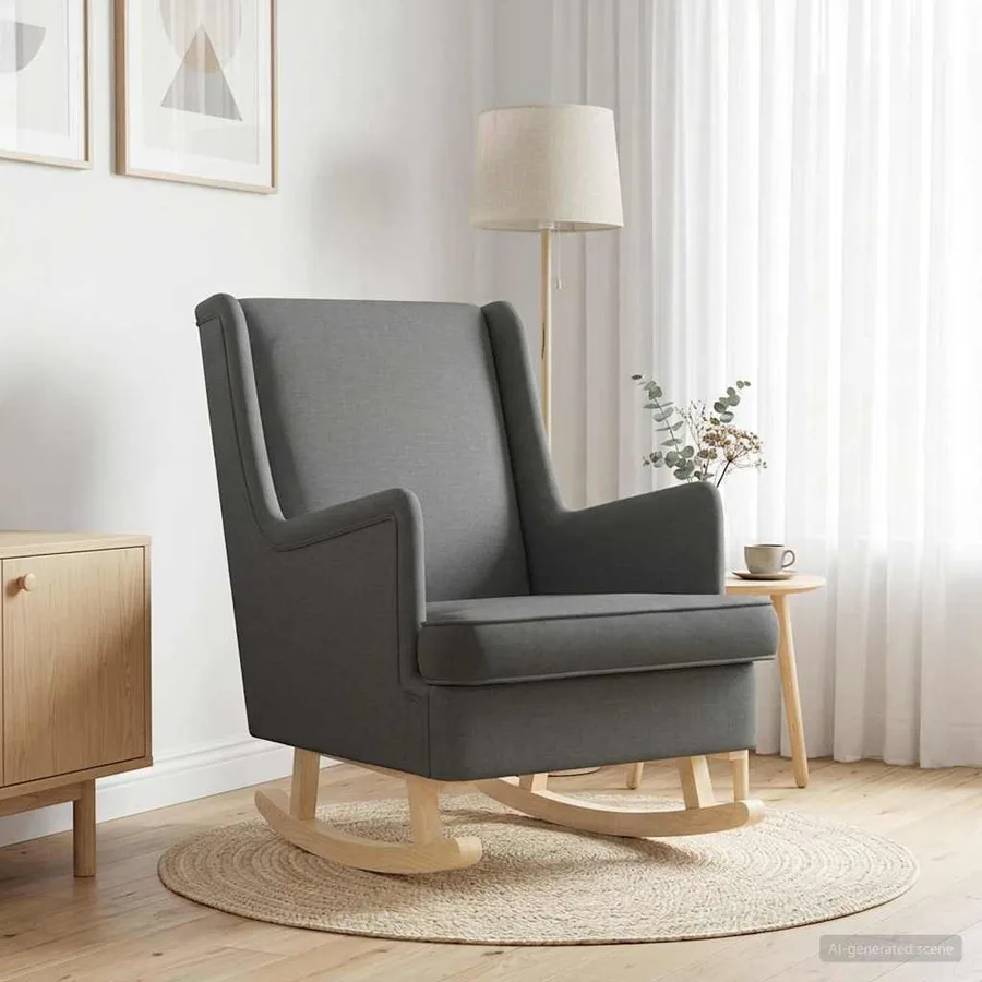 Chaise à bascule Gris foncé 62 x 80 x 85 cm tissu - 3