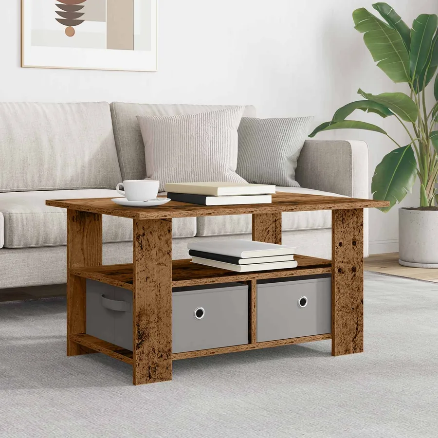 Table basse Bois ancien 77 x 55 x 42 cm Bois d'ingénierie