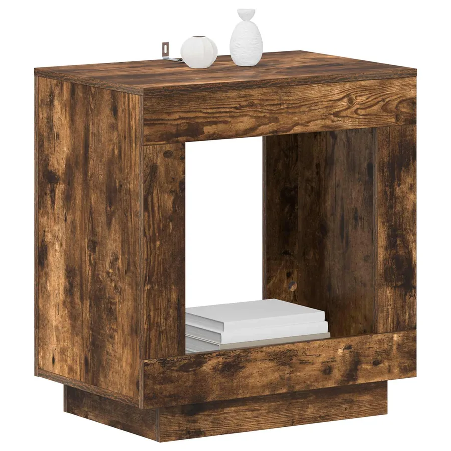 Table d'appoint Chêne fumé 60 x 40 x 65 cm Bois d'ingénierie - 3