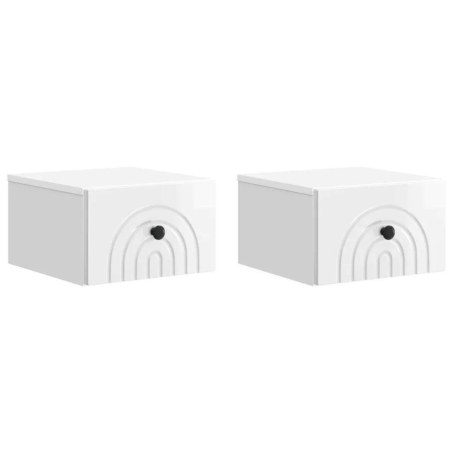 Cabinet de chevet mural 2 pcs Blanc brillant 33 x 34,5 x 20 cm - 2