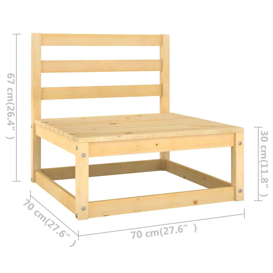 Salon de jardin 4 pcs avec coussins Bois de pin massif - 8