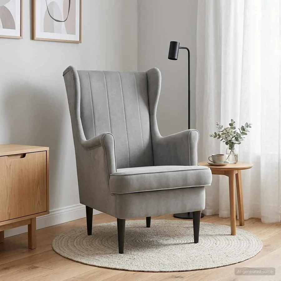 Fauteuil Gris clair Velours - 3
