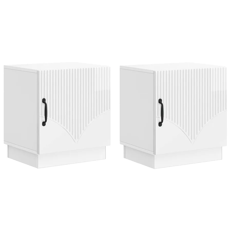 Table de chevet 2 pcs Blanc brillant 43 x 34,5 x 47 cm - 2