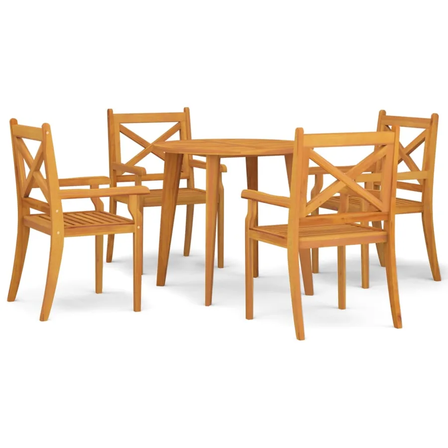 Ensemble à manger de jardin 5 pcs Bois d'acacia solide - 2