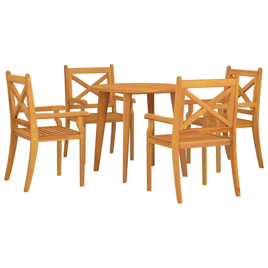 Ensemble à manger de jardin 5 pcs Bois d'acacia solide - 3