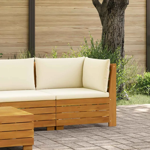 Canapé d'angle de jardin Bois d'Acacia Massif Marron