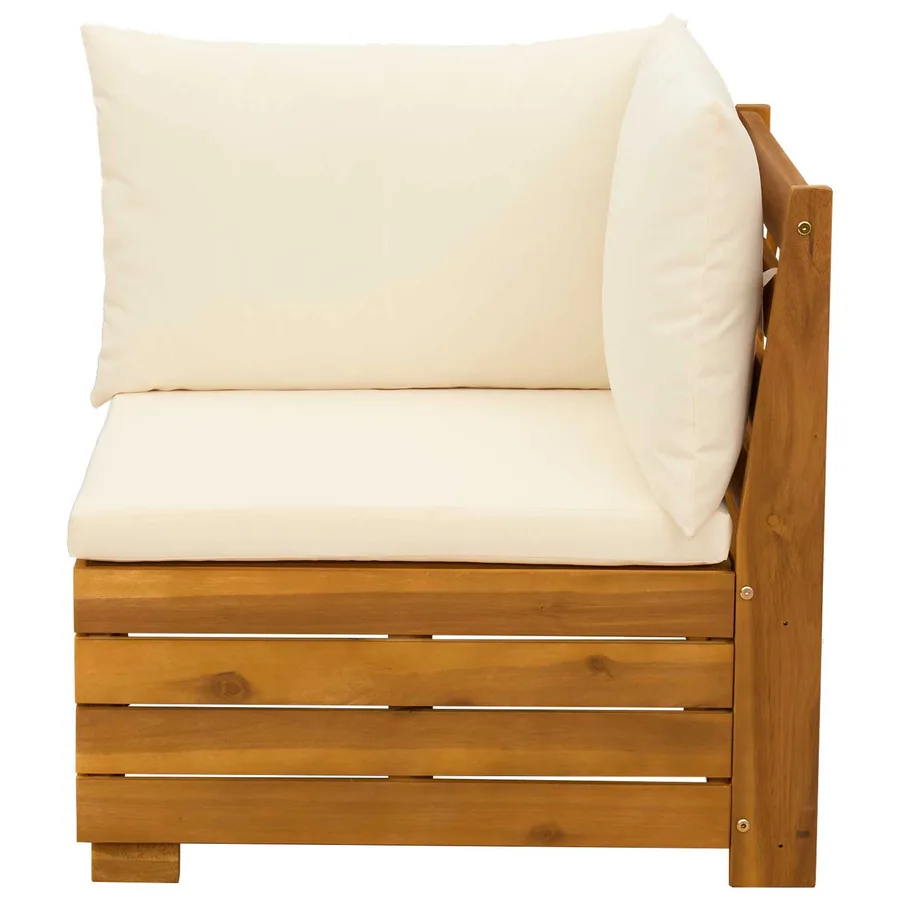 Canapé d'angle de jardin Bois d'Acacia Massif Marron - 3