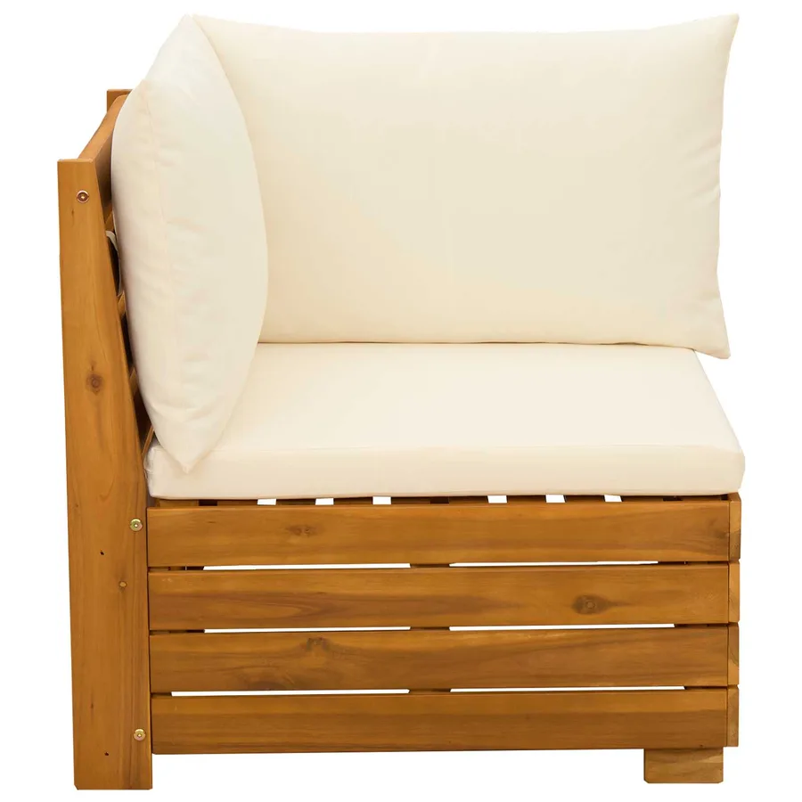 Canapé d'angle de jardin Bois d'Acacia Massif Marron - 4